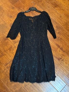 Elegant Black Lace Fit & Flare Dress
